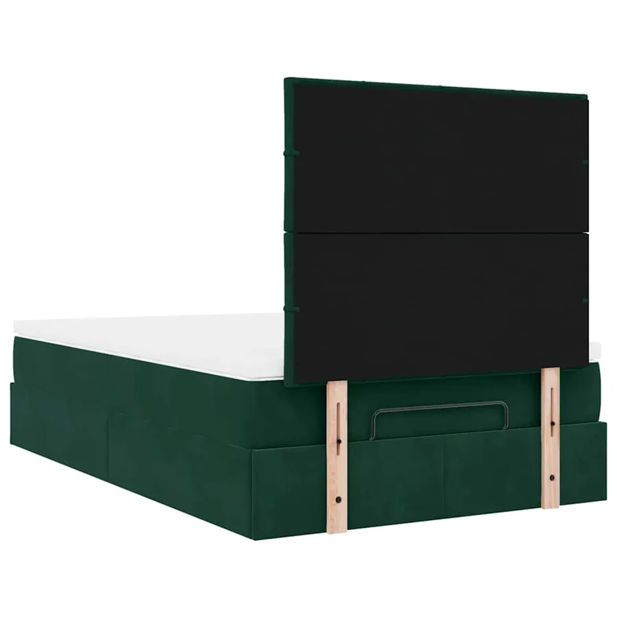 Cadre de lit ottoman avec matelas vert foncé 120x200 cm velours - 9