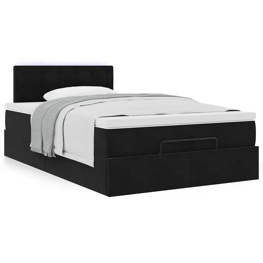 Cadre de lit ottoman avec matelas noir 120x200 cm velours - 5