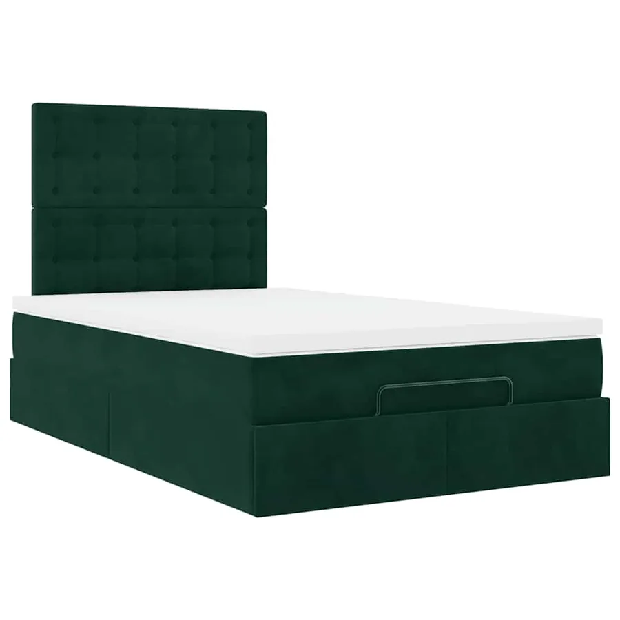 Cadre de lit ottoman avec matelas vert foncé 120x200 cm velours - 6