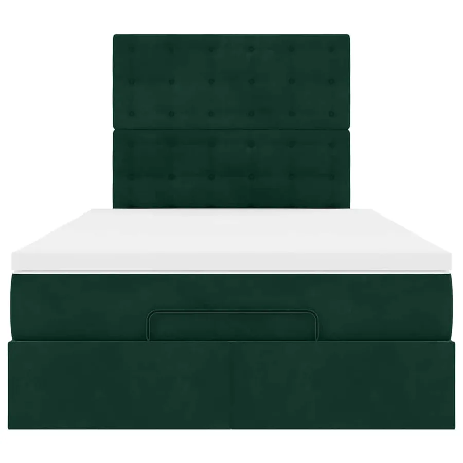 Cadre de lit ottoman avec matelas vert foncé 120x200 cm velours - 7