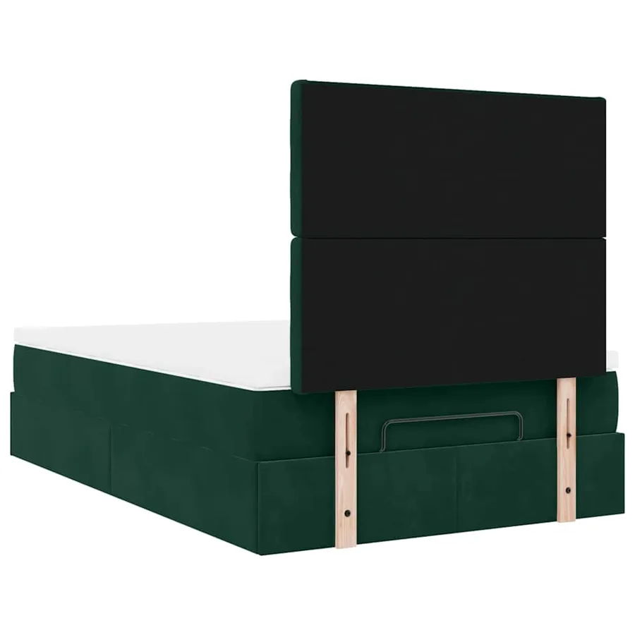 Cadre de lit ottoman avec matelas vert foncé 120x200 cm velours - 9