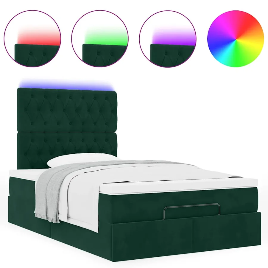 Cadre de lit ottoman avec matelas vert foncé 120x200 cm velours - 5