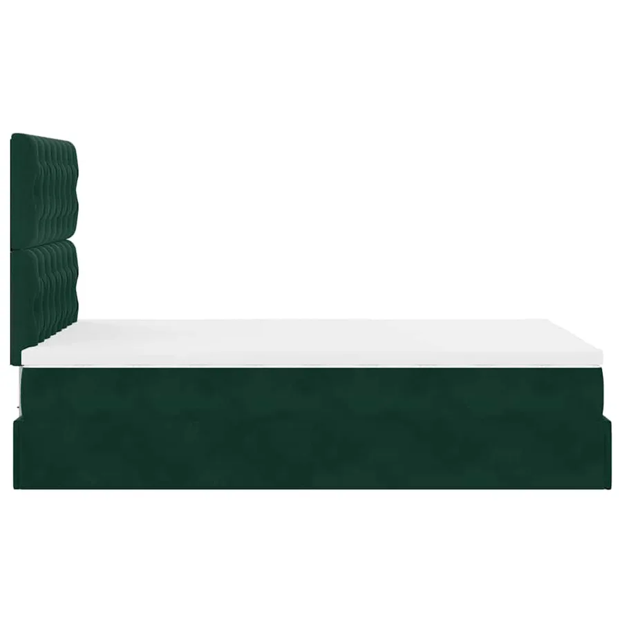 Cadre de lit ottoman avec matelas vert foncé 120x200 cm velours - 9