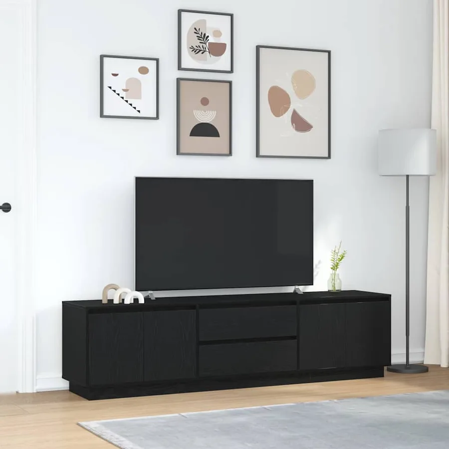 Meuble TV avec lumières LED chêne noir 193,5x41x50 cm - 4