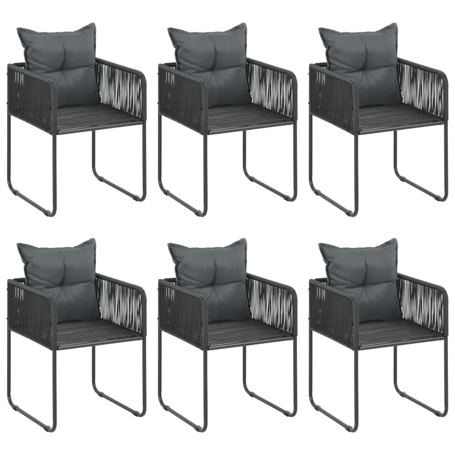 Ensemble à manger de jardin 7 pcs PVC résine tressée noir - 4