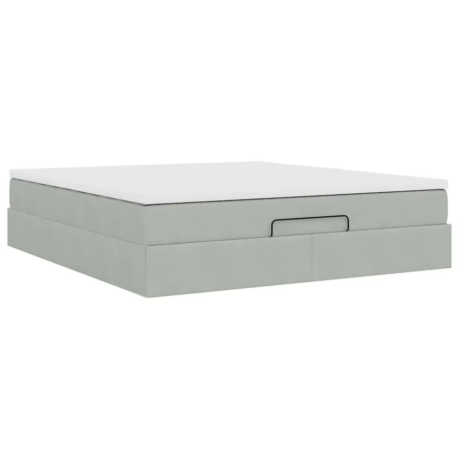 Cadre de lit ottoman avec matelas gris clair 180x200 cm velours - 10