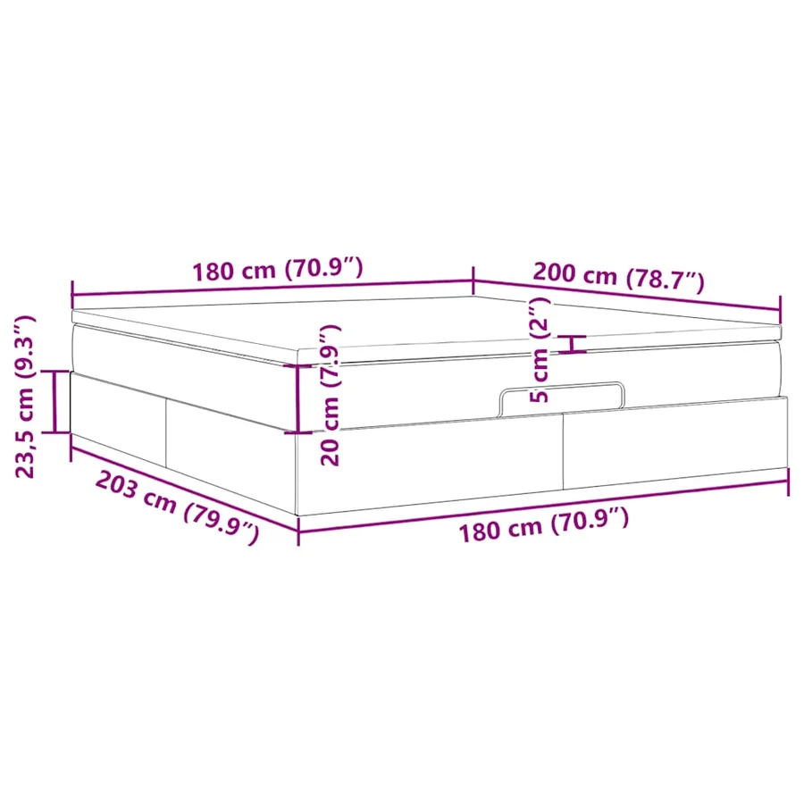 Cadre de lit ottoman avec matelas gris clair 180x200 cm velours - 17
