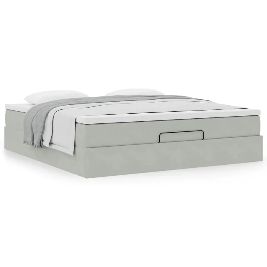 Cadre de lit ottoman avec matelas gris clair 180x200 cm velours - 4