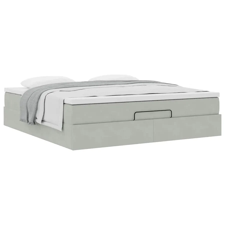 Cadre de lit ottoman avec matelas gris clair 180x200 cm velours - 5