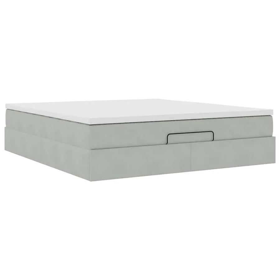 Cadre de lit ottoman avec matelas gris clair 180x200 cm velours - 6