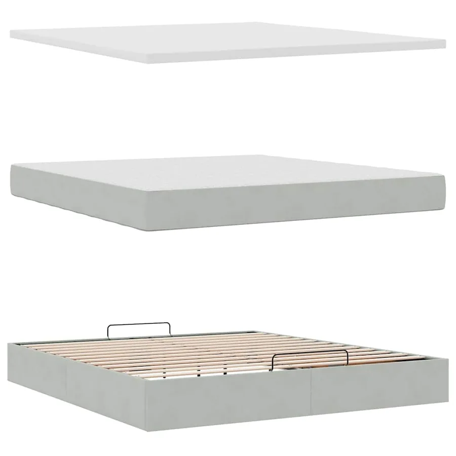 Cadre de lit ottoman avec matelas gris clair 180x200 cm velours - 8