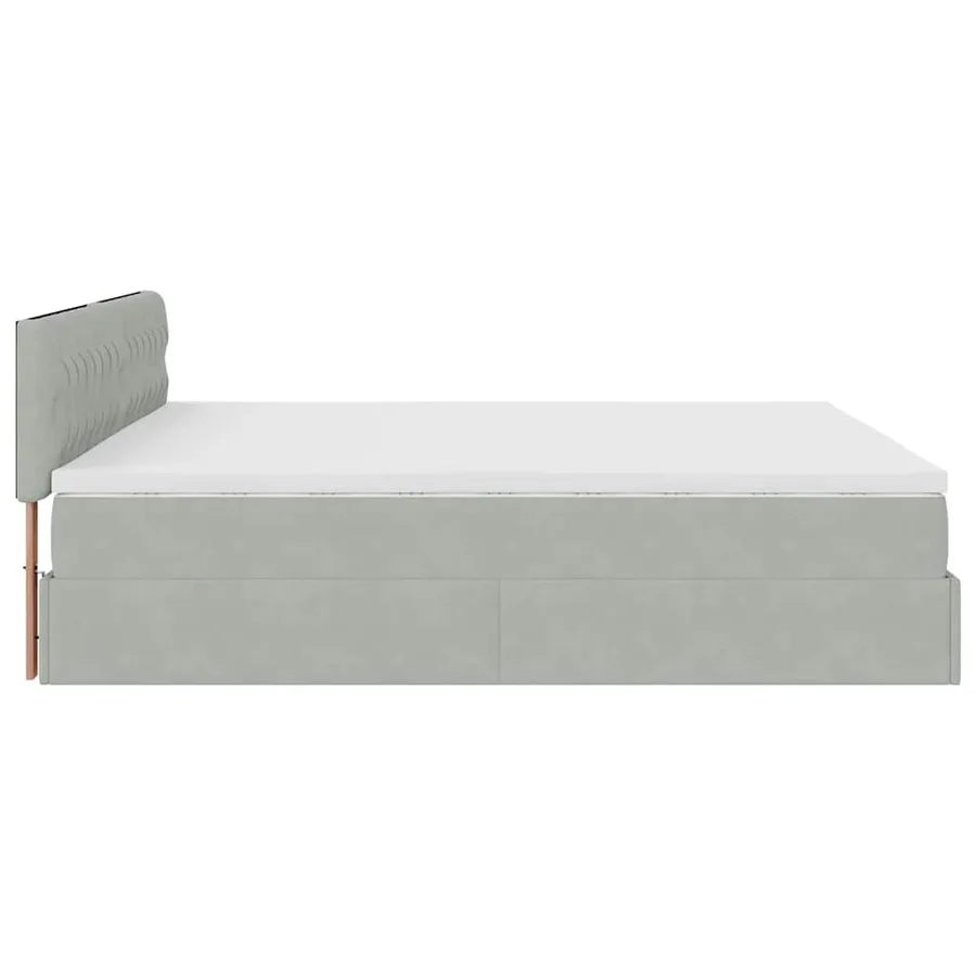 Cadre de lit ottoman avec matelas gris clair 180x200 cm velours - 10