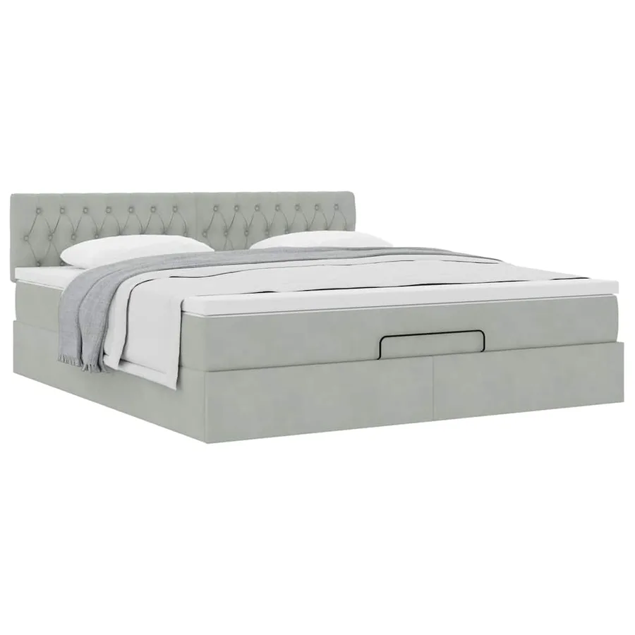Cadre de lit ottoman avec matelas gris clair 180x200 cm velours - 5