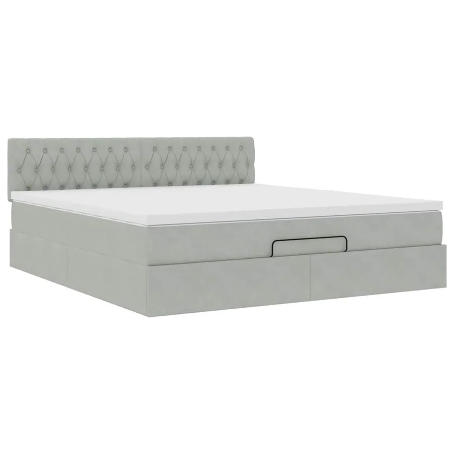 Cadre de lit ottoman avec matelas gris clair 180x200 cm velours - 6