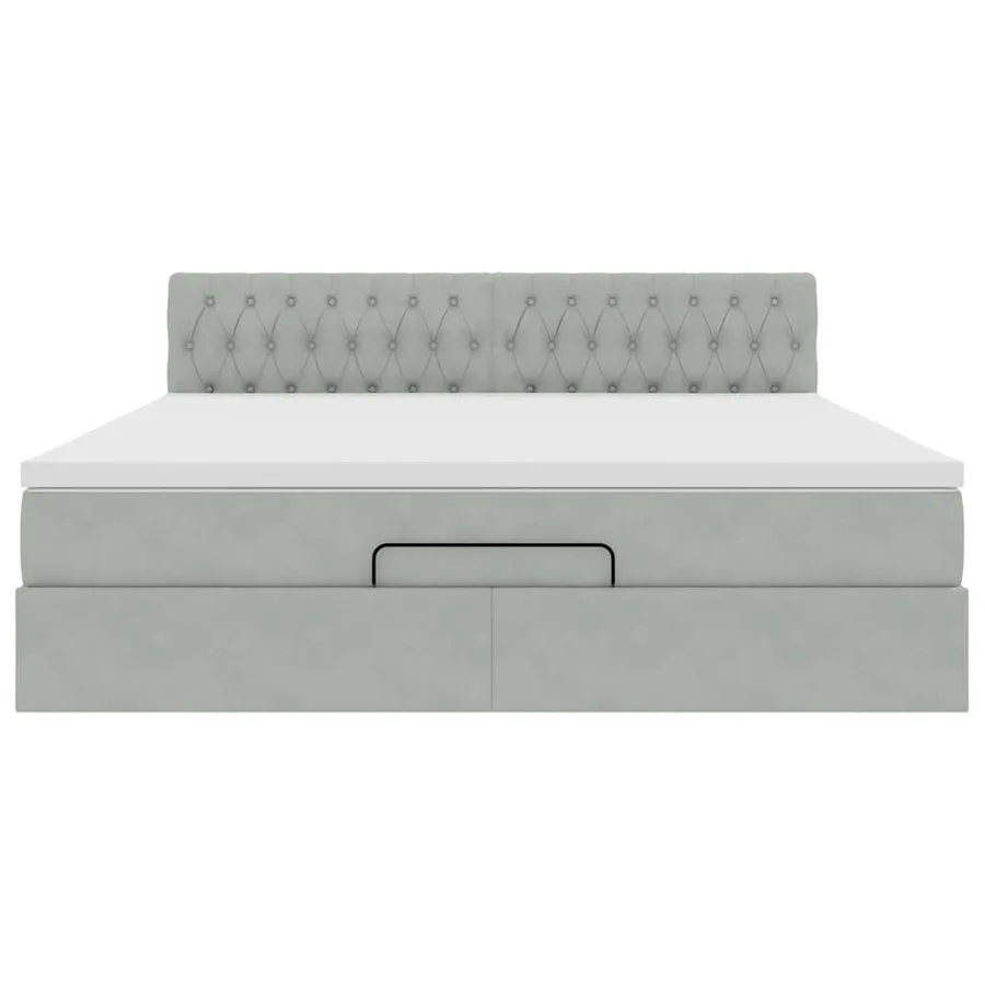 Cadre de lit ottoman avec matelas gris clair 180x200 cm velours - 7