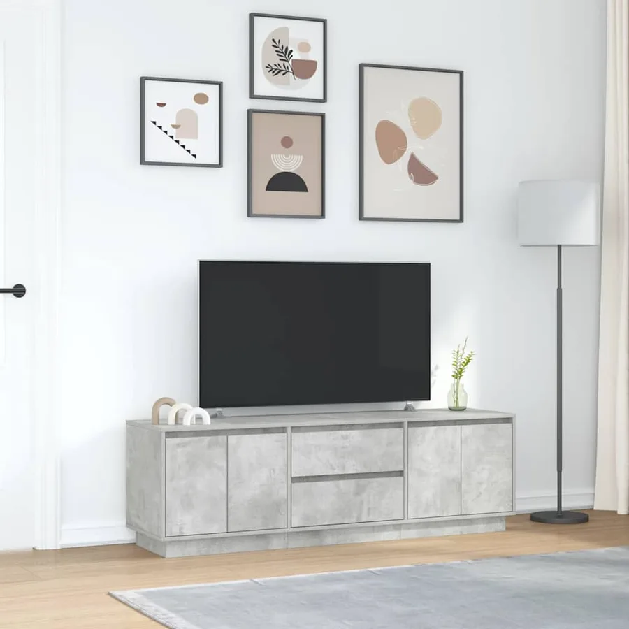 Meuble TV avec lumières LED gris béton 160,5x41x50 cm - 4
