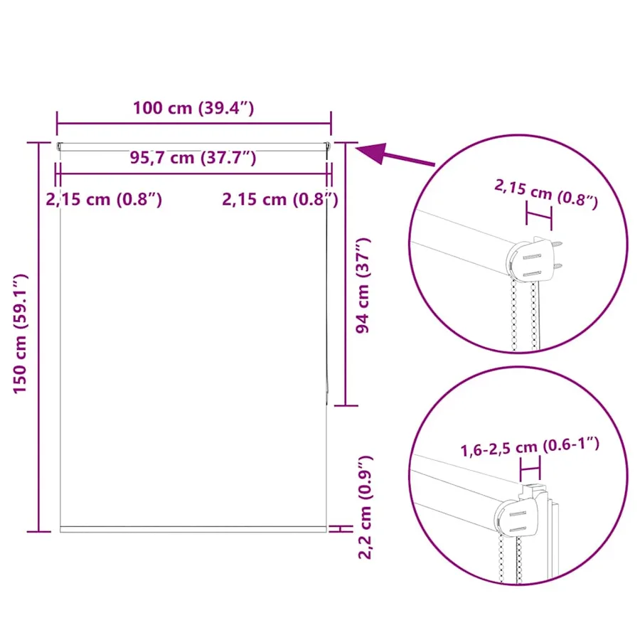 Store enrouleur occultant blanc cassé 100x150 cm largeur tissu - 18