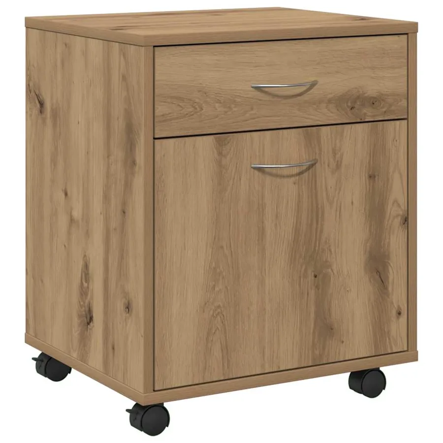 Armoire roulante chêne artisanal 45x38x54 cm bois d'ingénierie - 2
