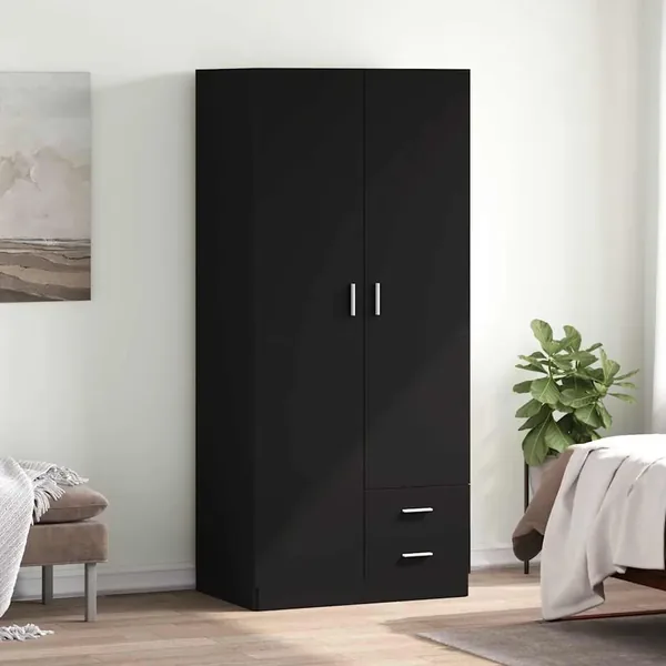 Garde-robe Noir 80x52x180 cm Aggloméré
