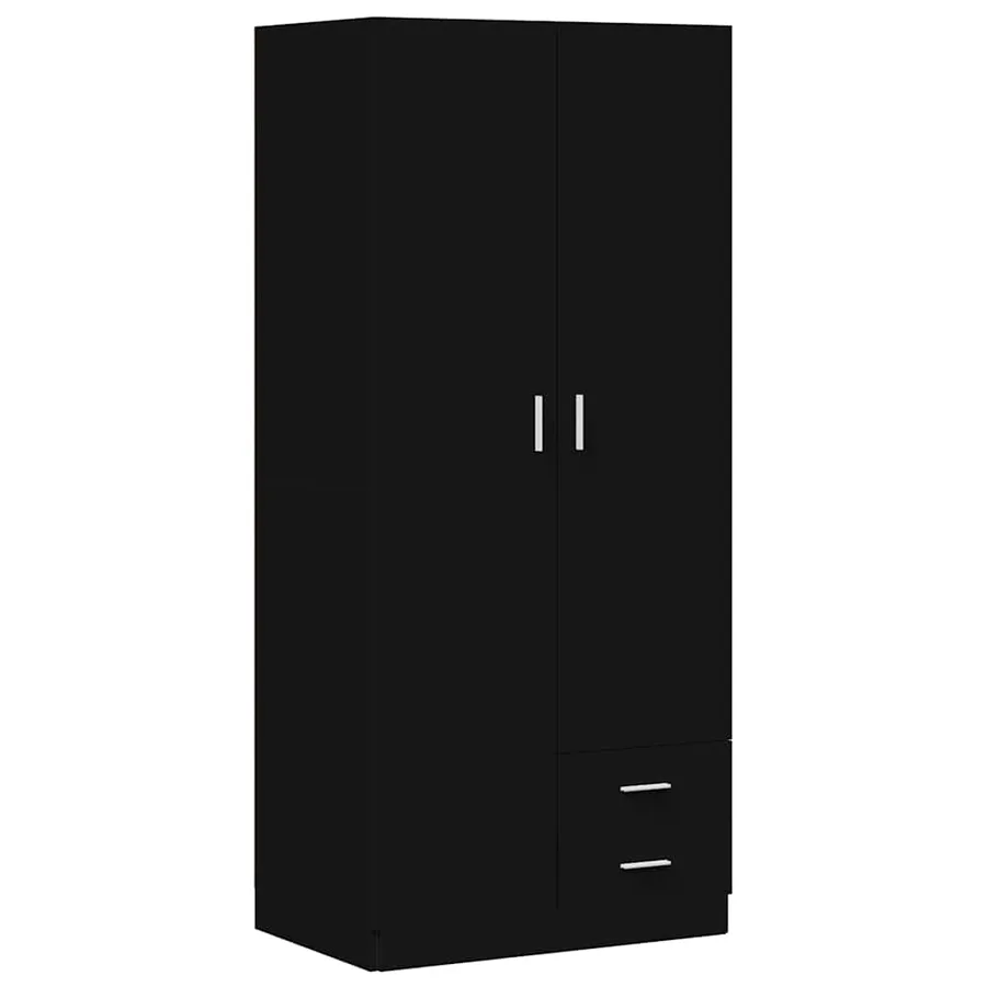 Garde-robe Noir 80x52x180 cm Aggloméré - 2