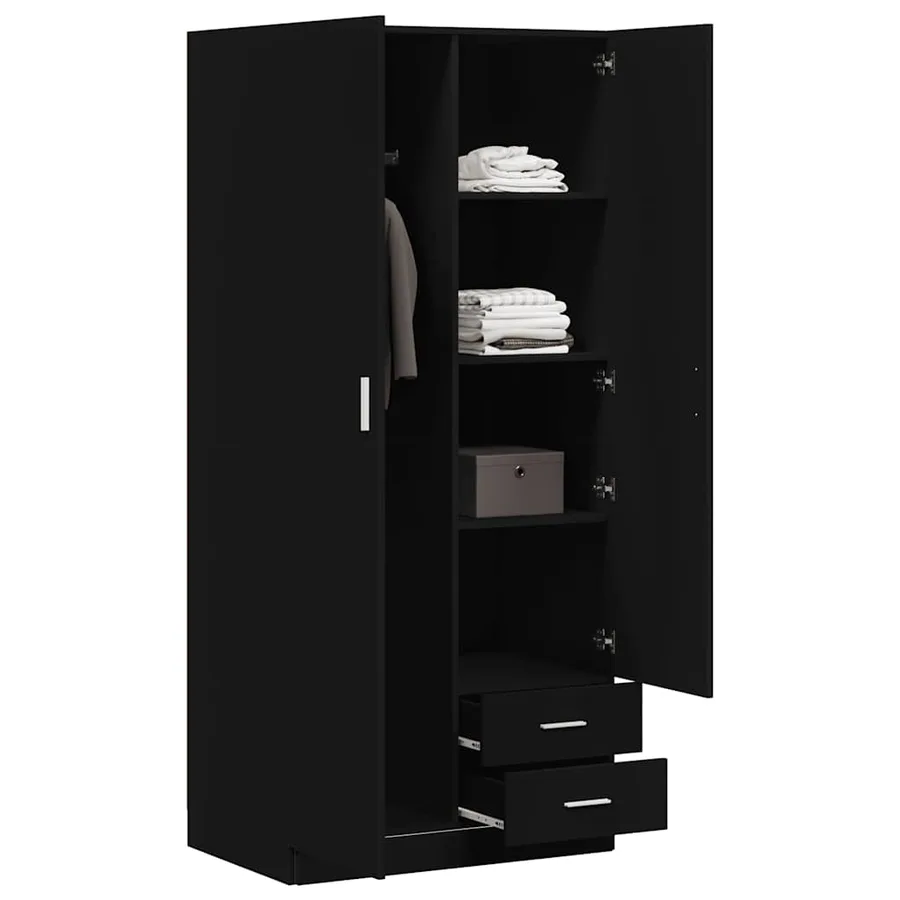 Garde-robe Noir 80x52x180 cm Aggloméré - 3