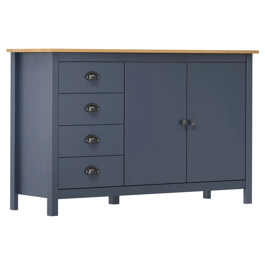 Buffet Hill Gris 130x40x80 cm Bois de pin solide