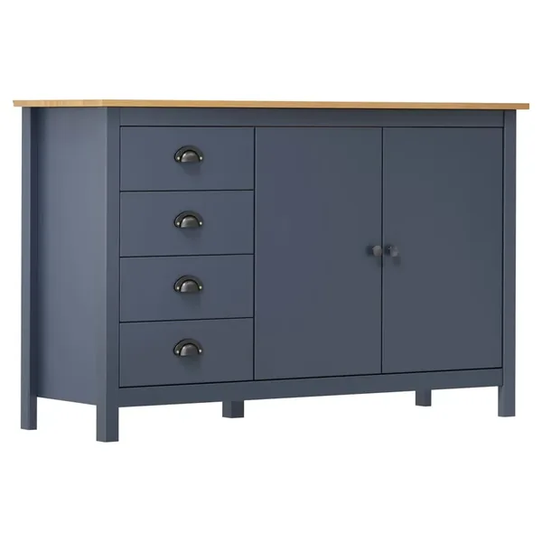 Buffet Hill Gris 130x40x80 cm Bois de pin solide