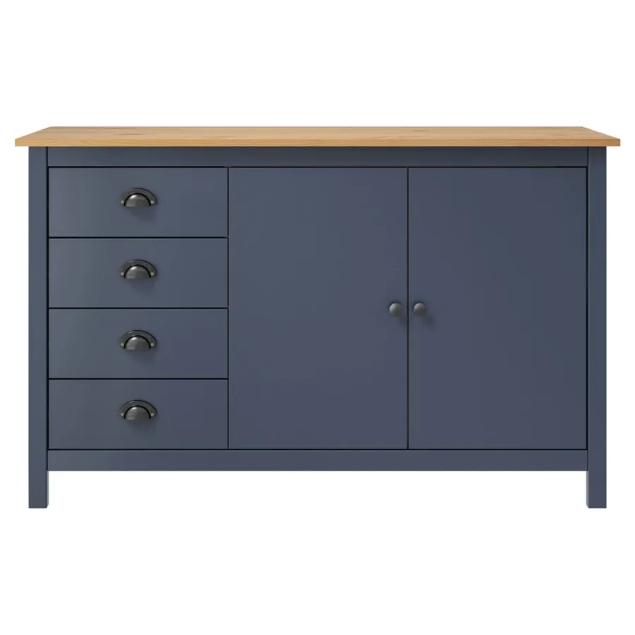 Buffet Hill Gris 130x40x80 cm Bois de pin solide - 2