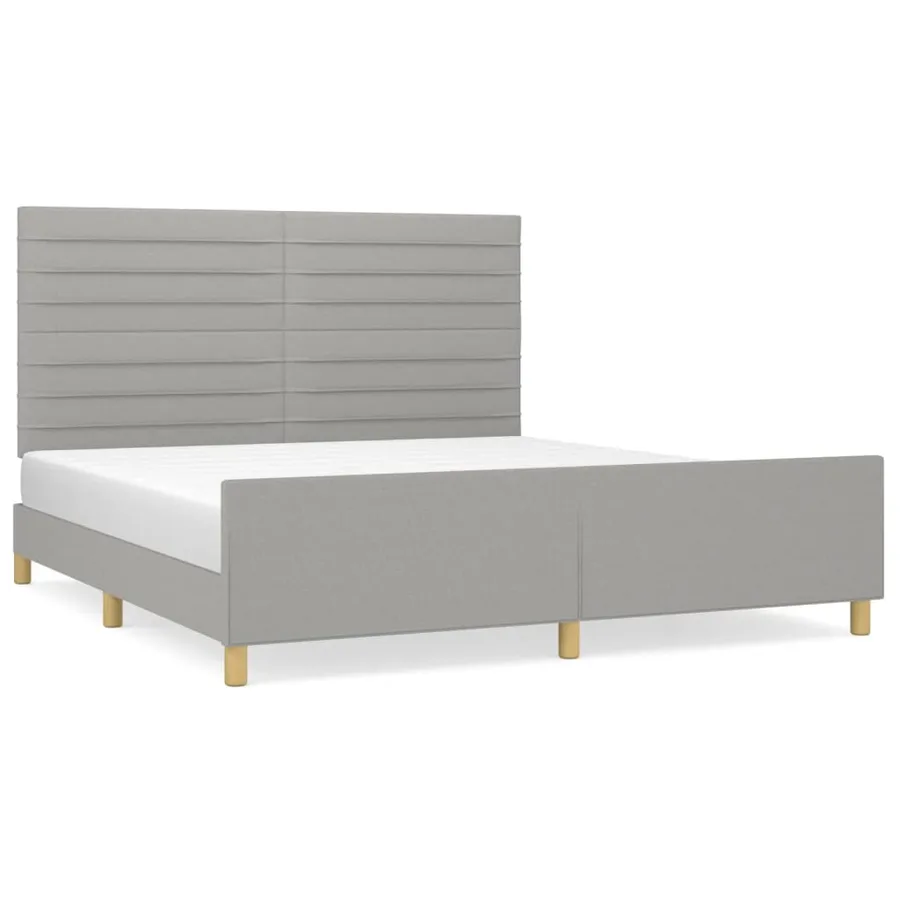 Cadre de lit sans matelas gris clair 160x200 cm tissu - 2