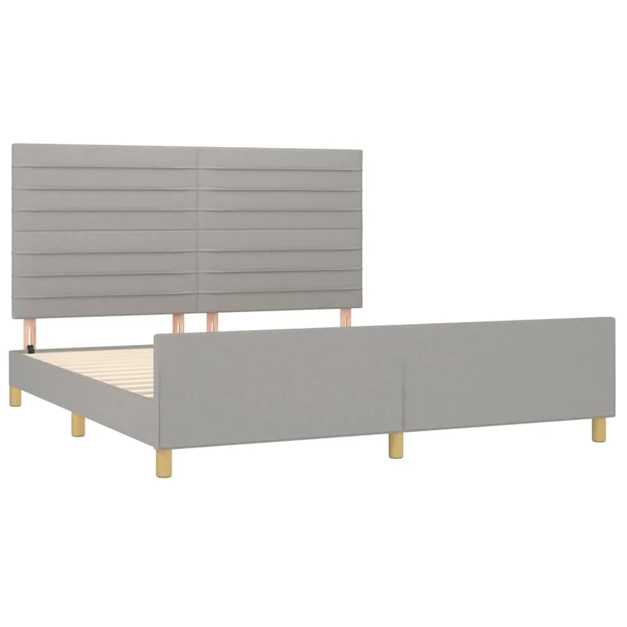 Cadre de lit sans matelas gris clair 160x200 cm tissu - 4