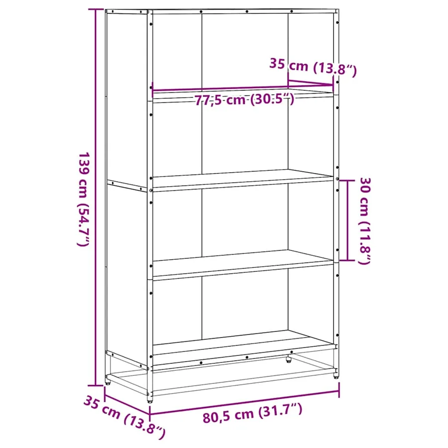 Bibliothèque chêne sonoma 80,5x35x139 cm bois d'ingénierie - 9