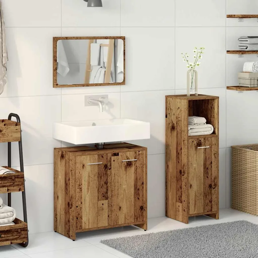 Ensemble de meubles salle de bain 3 pcs bois d'ingénierie - 3