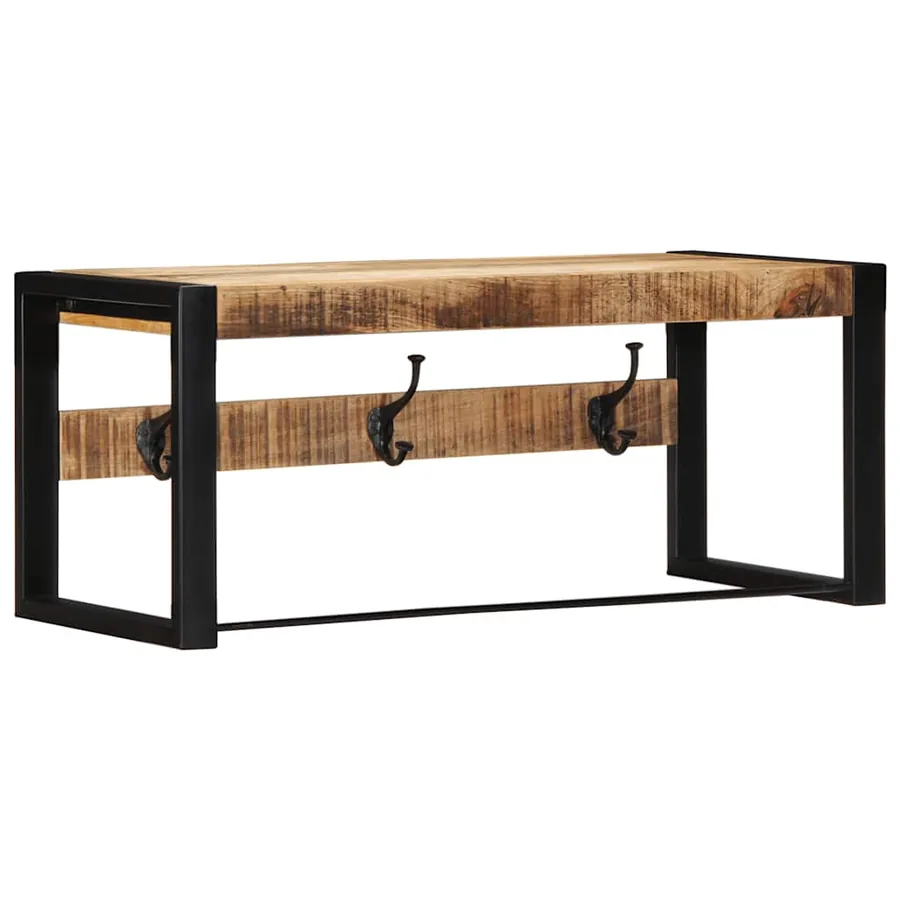Porte-manteau 80x35x35 cm bois de manguier massif brut