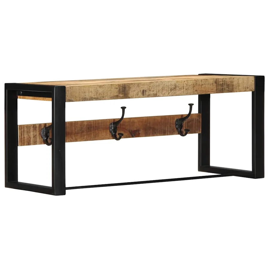 Porte-manteau 80x35x35 cm bois de manguier massif brut - 10