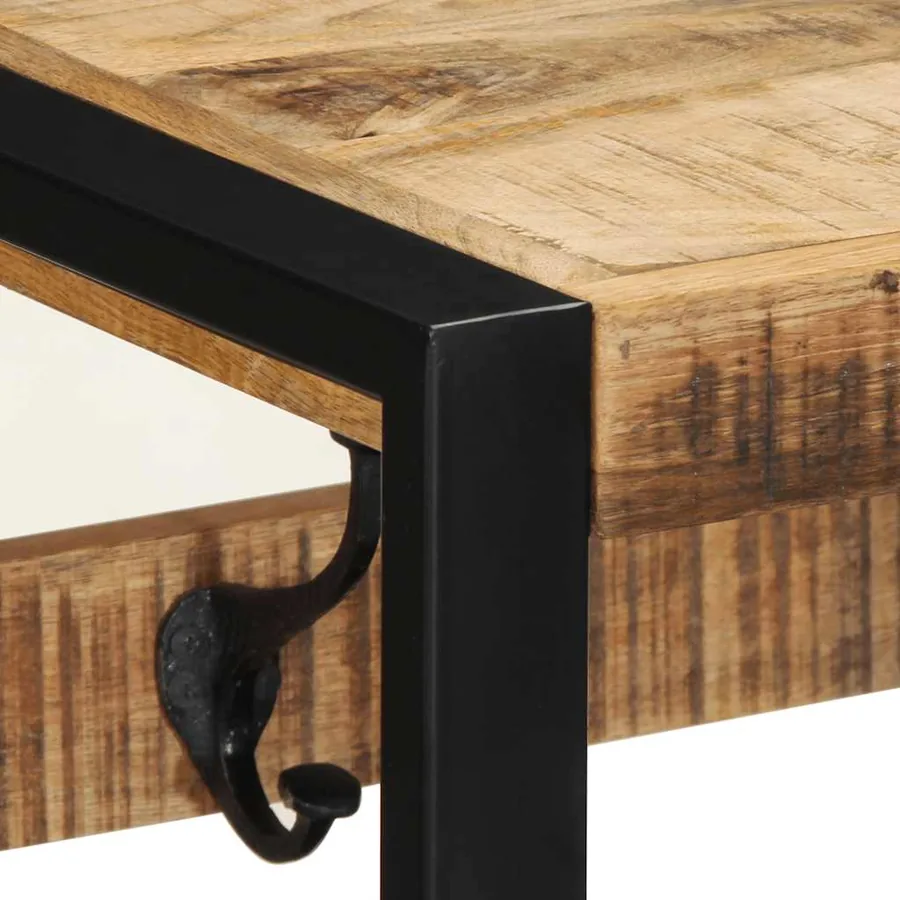 Porte-manteau 80x35x35 cm bois de manguier massif brut - 5