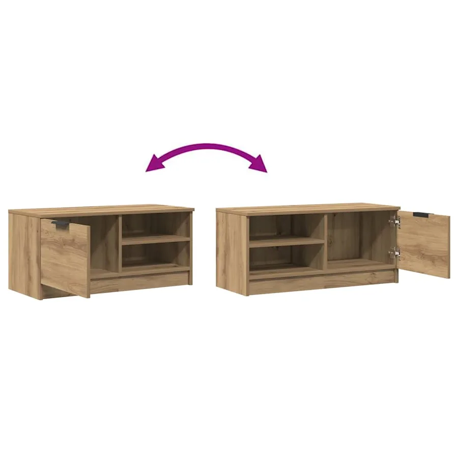Meuble TV chêne artisanal 80x35x36,5 cm bois d'ingénierie - 11