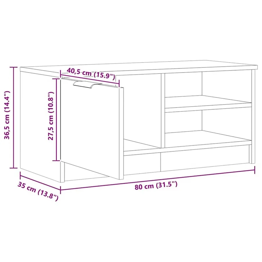 Meuble TV chêne artisanal 80x35x36,5 cm bois d'ingénierie - 16