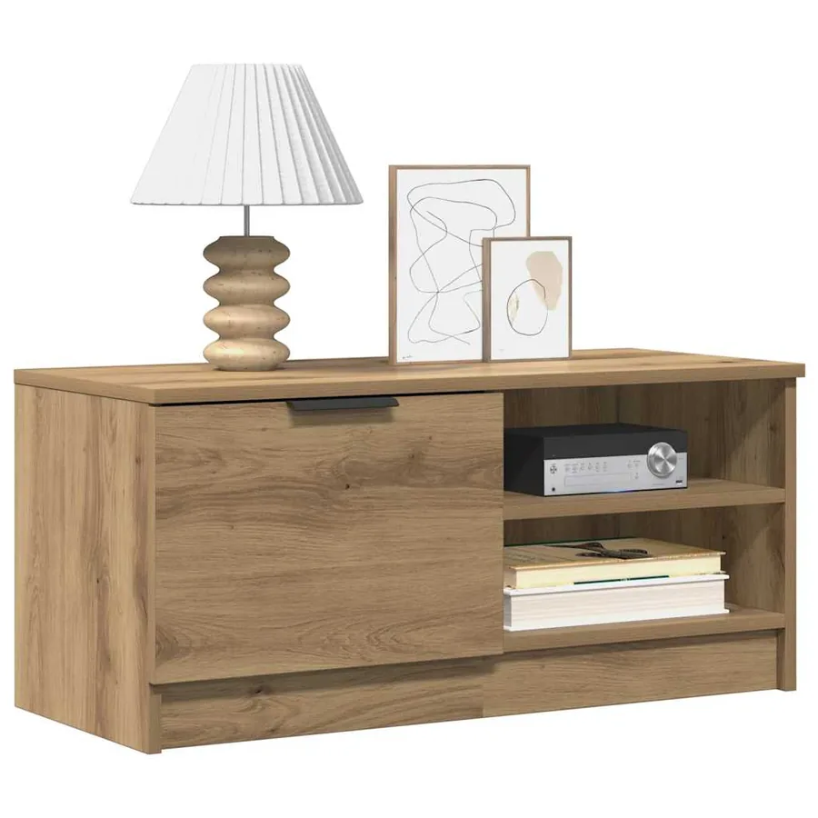 Meuble TV chêne artisanal 80x35x36,5 cm bois d'ingénierie - 8