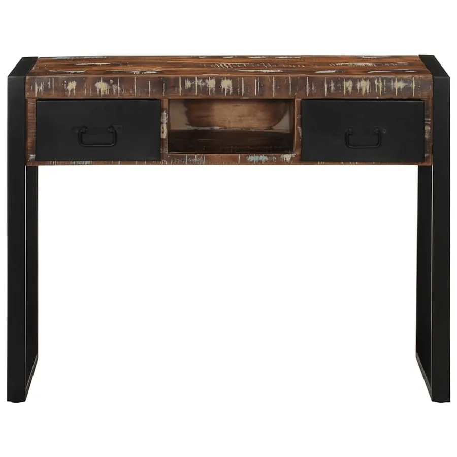 Table console multicolore 100x35x75 cm bois massif récupération - 2