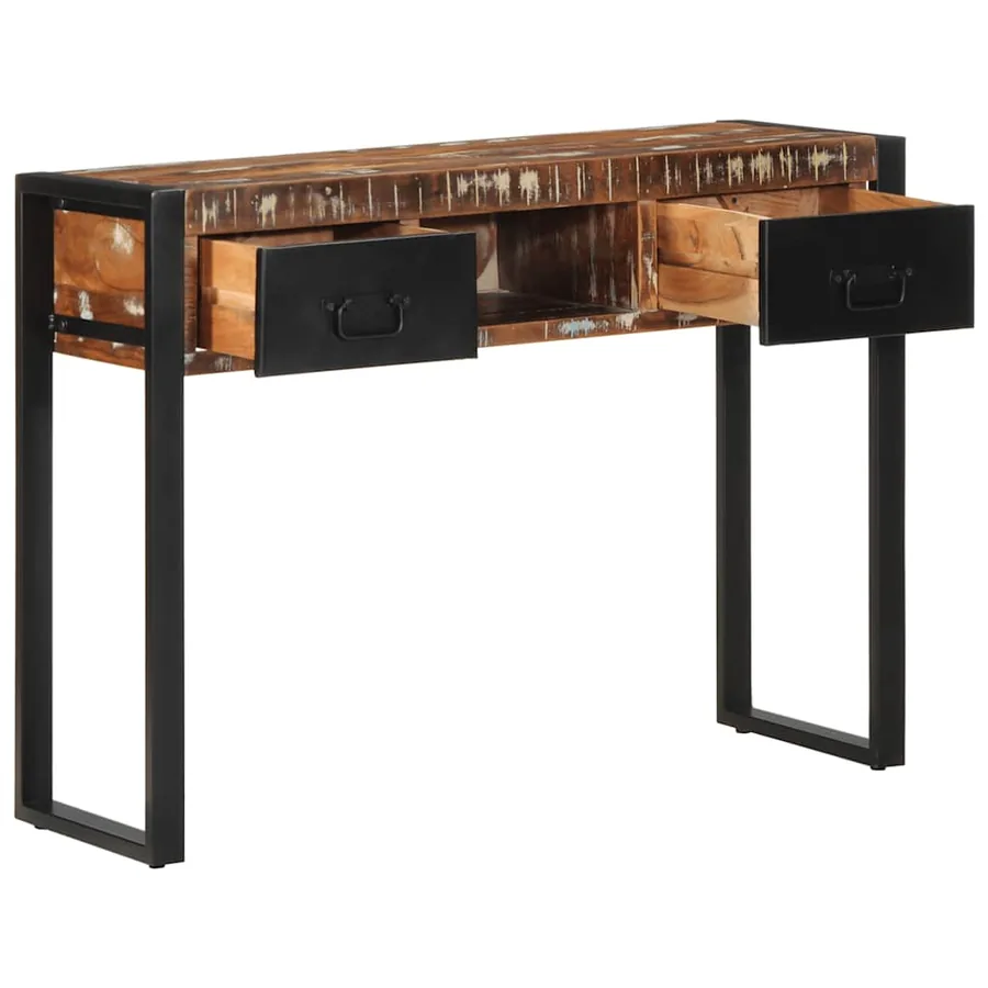 Table console multicolore 100x35x75 cm bois massif récupération - 3