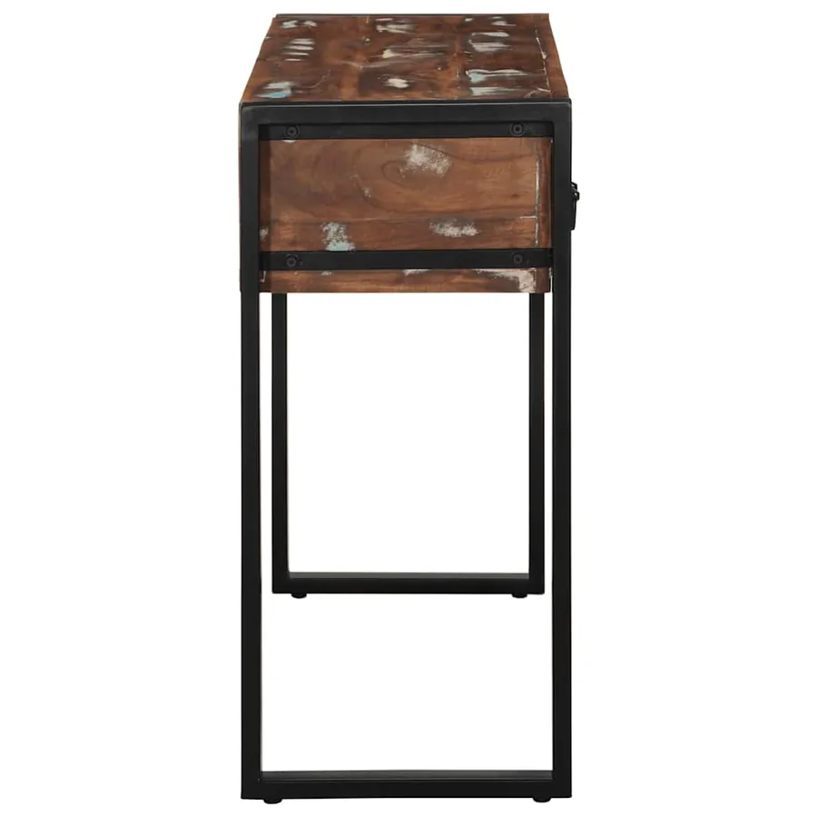 Table console multicolore 100x35x75 cm bois massif récupération - 4