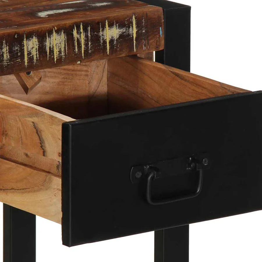 Table console multicolore 100x35x75 cm bois massif récupération - 7
