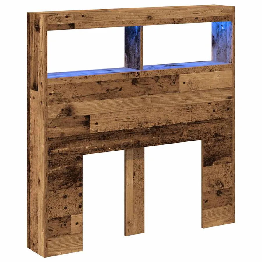 Armoire tête de lit avec LED vieux bois 100x17x102 cm - 3