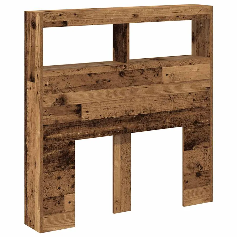 Armoire tête de lit avec LED vieux bois 100x17x102 cm - 6
