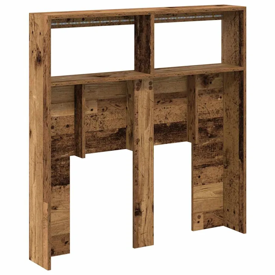 Armoire tête de lit avec LED vieux bois 100x17x102 cm - 9