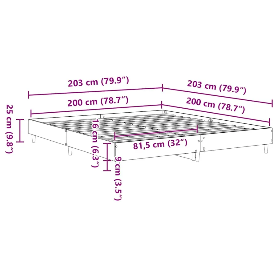 Cadre de lit sans matelas chêne marron 200x200 cm - 10