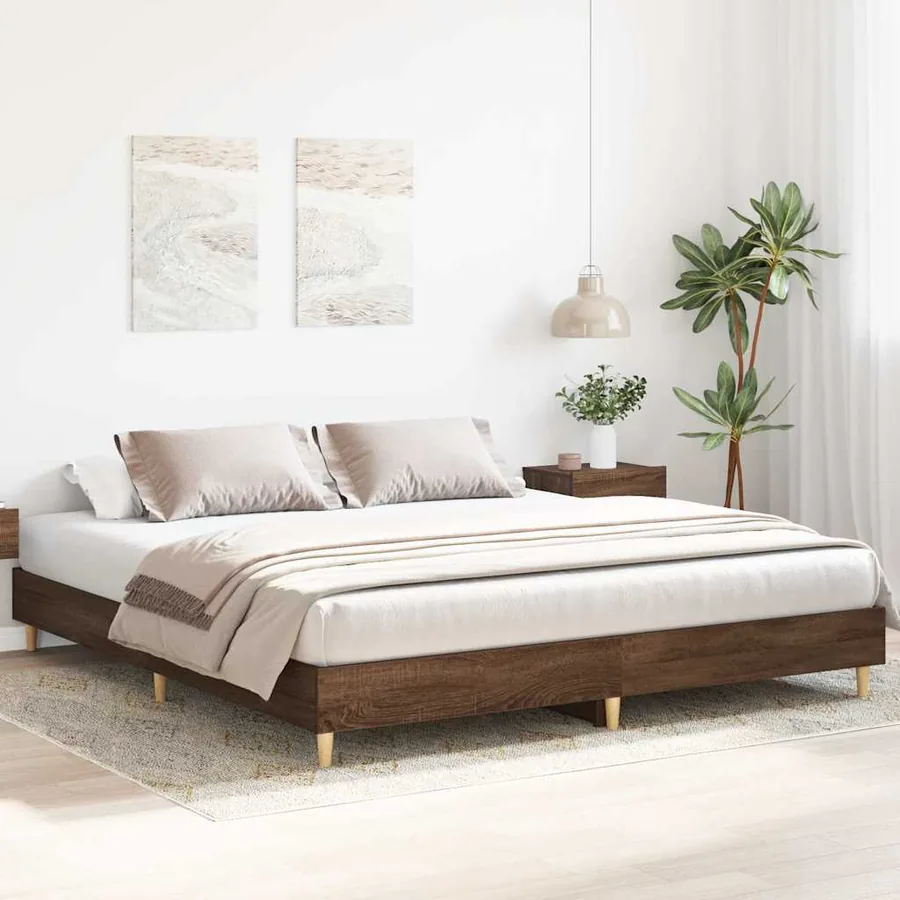 Cadre de lit sans matelas chêne marron 200x200 cm - 3