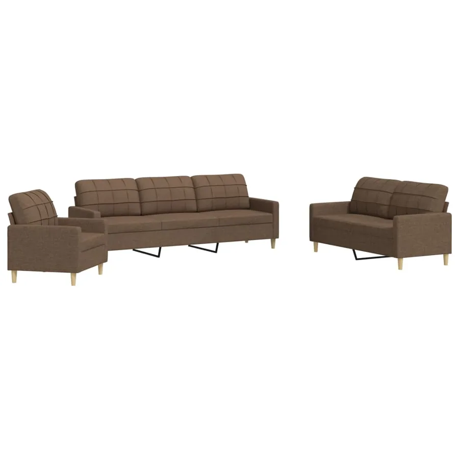 Ensemble de canapés 3 pcs marron tissu - 2