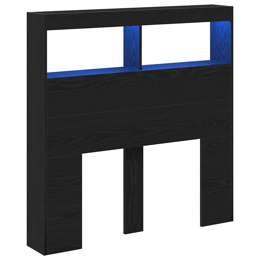 Armoire tête de lit avec LED chêne noir 100x17x102 cm - 3