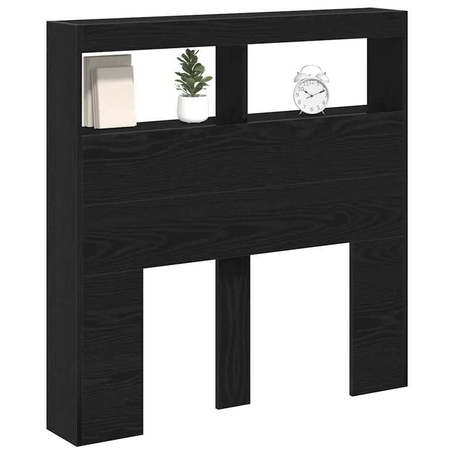 Armoire tête de lit avec LED chêne noir 100x17x102 cm - 5